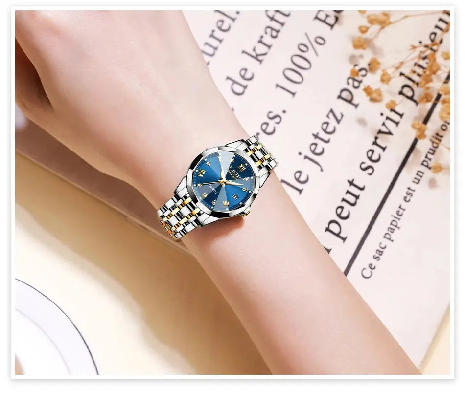 LIGE Elegant Ultrathin Nordic Simple Style Quartz Movement Women's Wristwatch Fashion Stainless Steel Bracelet Belt Woman Watch Tech Triumph Shop