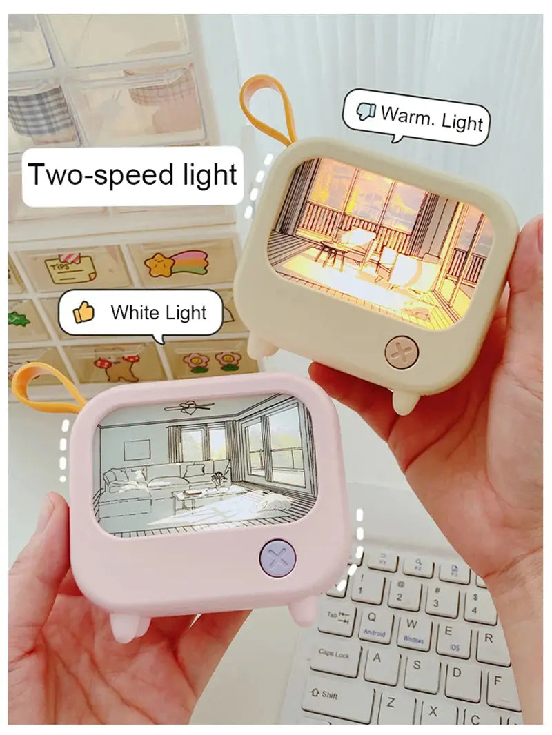 TV Painting Night Light Led Cute Child Learning Table Lamp Room Home Decoration Atmosphere Lighting Mini Desktop Birthday Gift Tech Triumph Shop