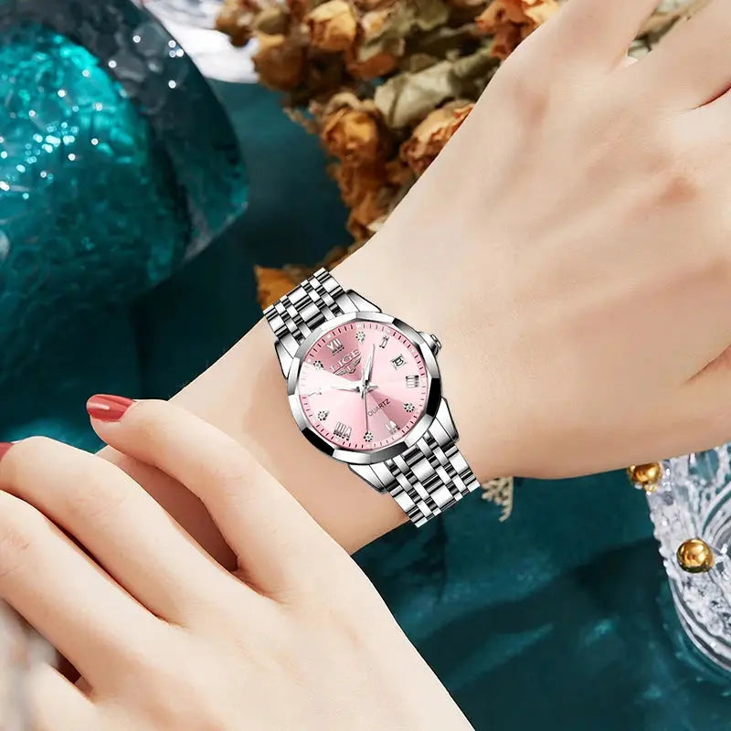LIGE Elegant Ultrathin Nordic Simple Style Quartz Movement Women's Wristwatch Fashion Stainless Steel Bracelet Belt Woman Watch Tech Triumph Shop