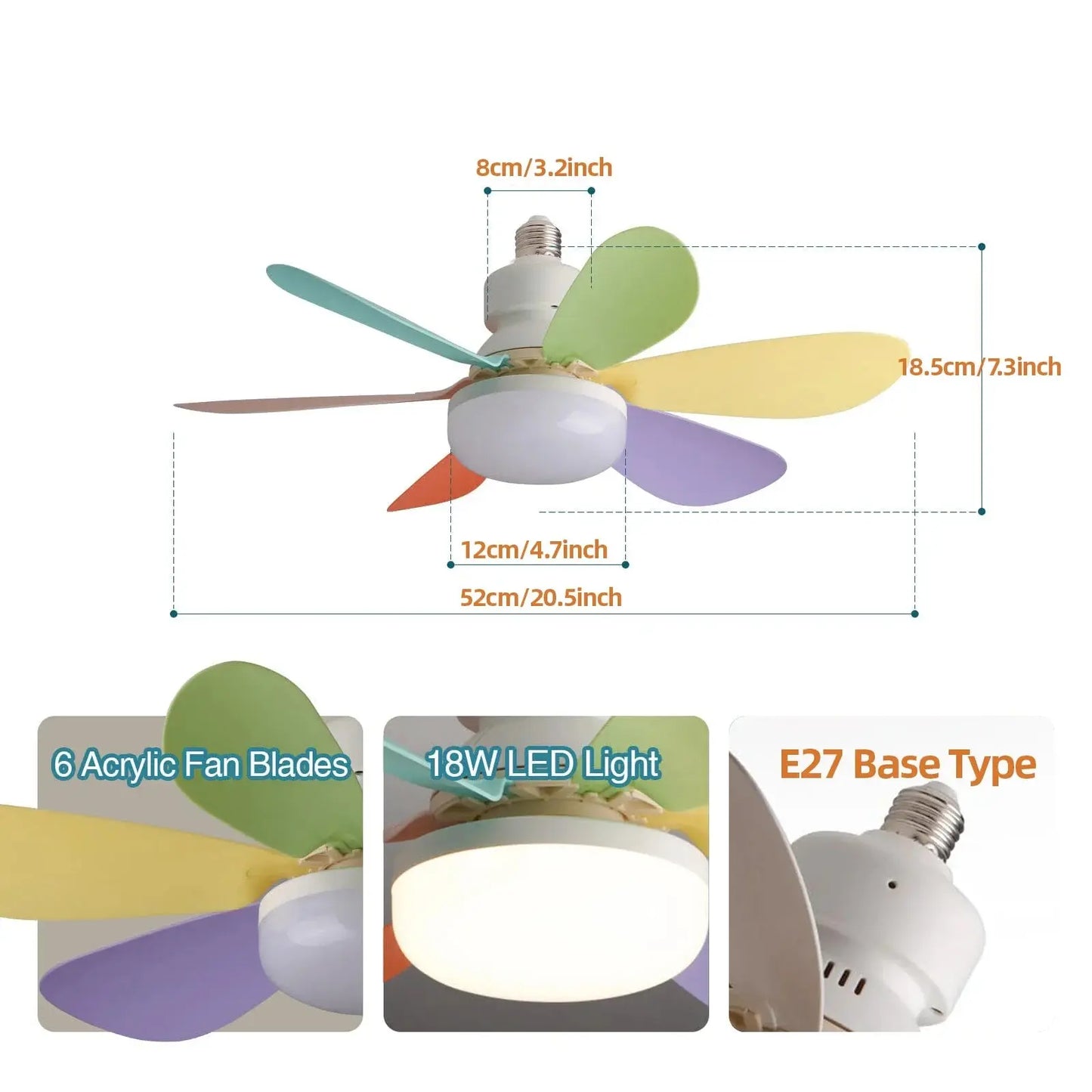 LED 40W ceiling fan light E27 with remote control for dimming, suitable for living room, study, household use, 85-265V Tech Triumph Shop