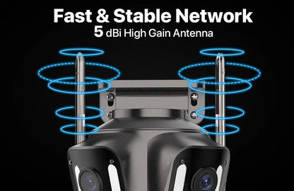 Three Screen WIFI IP Camera Outdoor 4K Dual Lens PTZ Camera Ai Human Detection IP66 Waterproof CCTV Video Security Camera iCsee Tech Triumph Shop