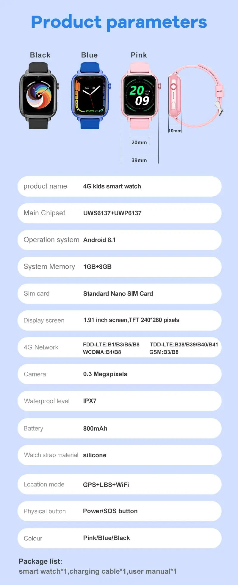 4G Smart Watch Kids GPS WIFI Video Call SOS APP Download Child Smartwatch Camera Monitor Tracker Location Phone Watch - Tech Triumph Shop