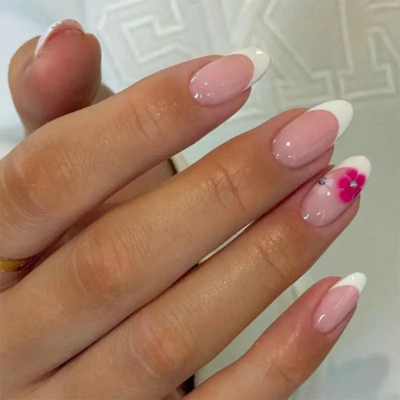 White French Press on Nails 3D Bowknot Fake Nails Tips Full Cover Wearable False Nails for Women and Girls DIY Manicure 24Pcs Tech Triumph Shop