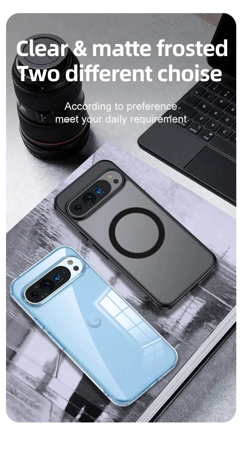 For Google Pixel 9 Pro XL 8 7 Pro 8a 7a Magsafe Case Matte White & Clear Wireless Charging Shockproof Magnetic Armor Cover Tech Triumph Shop