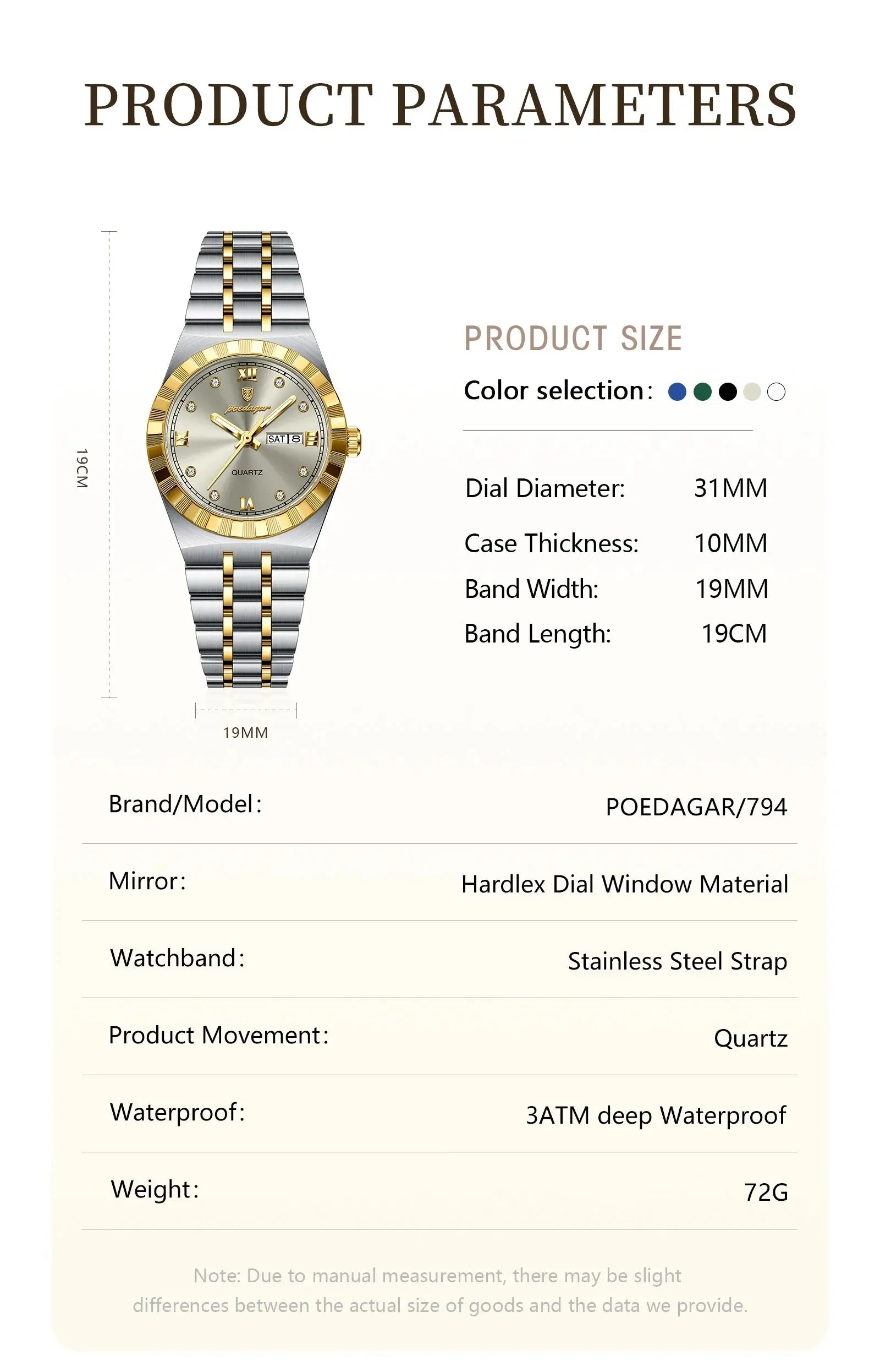POEDAGAR Luxury Original Ladies Watch Luminous Waterproof Week Date Woman Wristwatch Stainless Steel Women Quartz Watches Female Tech Triumph Shop