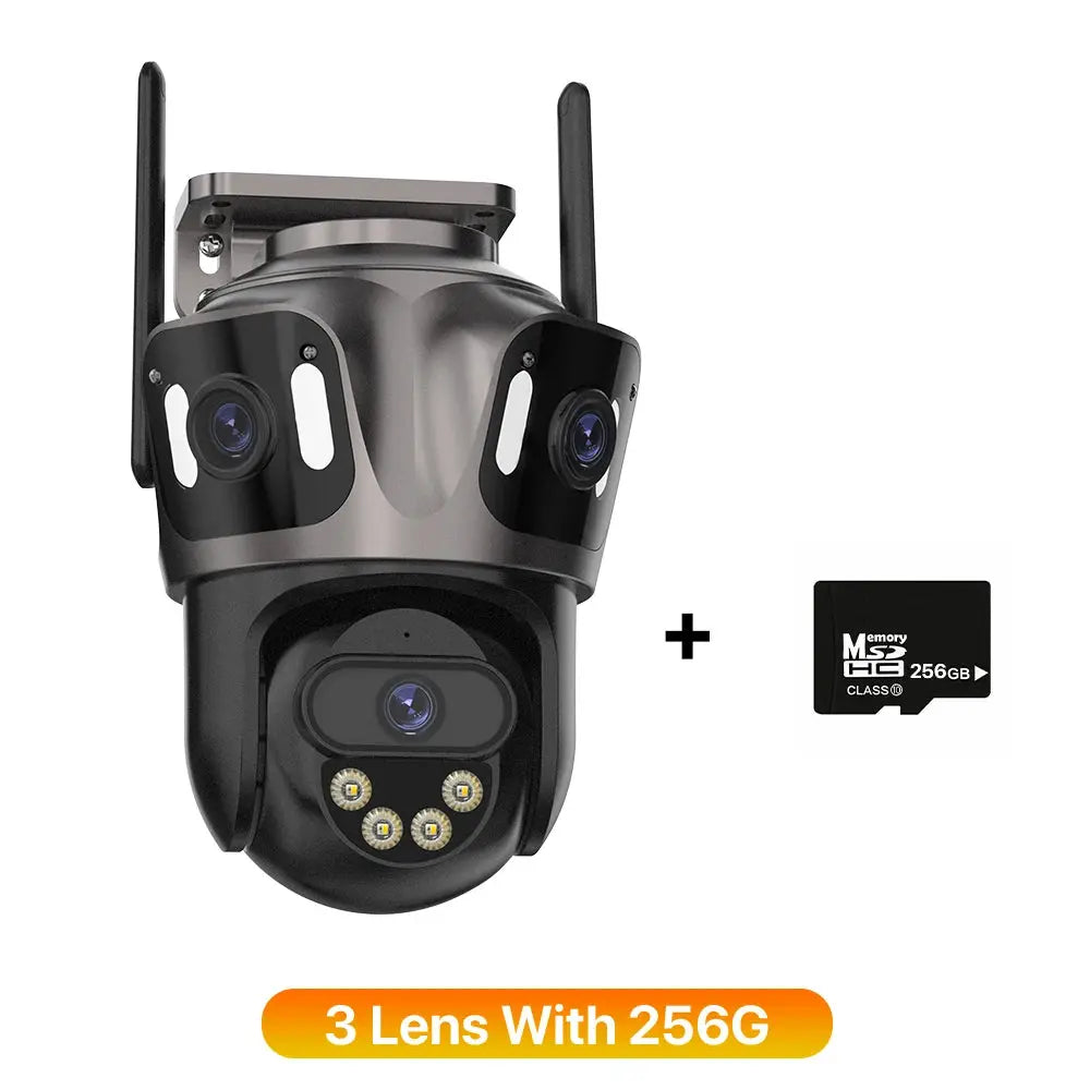 Three Screen WIFI IP Camera Outdoor 4K Dual Lens PTZ Camera Ai Human Detection IP66 Waterproof CCTV Video Security Camera iCsee Tech Triumph Shop