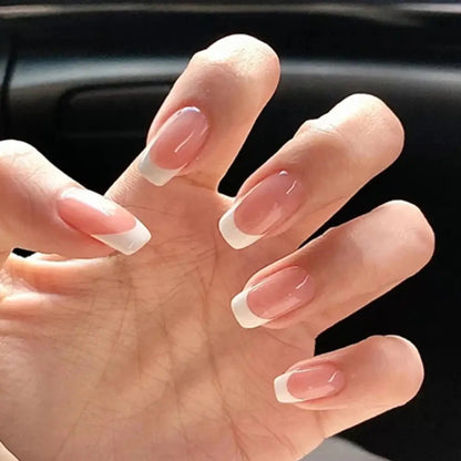White French Press on Nails 3D Bowknot Fake Nails Tips Full Cover Wearable False Nails for Women and Girls DIY Manicure 24Pcs Tech Triumph Shop