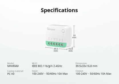 Sonoff Mini R4 Matter WiFi Smart Home Light Switch Sonoff Mini R4 Extreme Matter Relay Work with Alexa Google Home Homekit Tech Triumph Shop