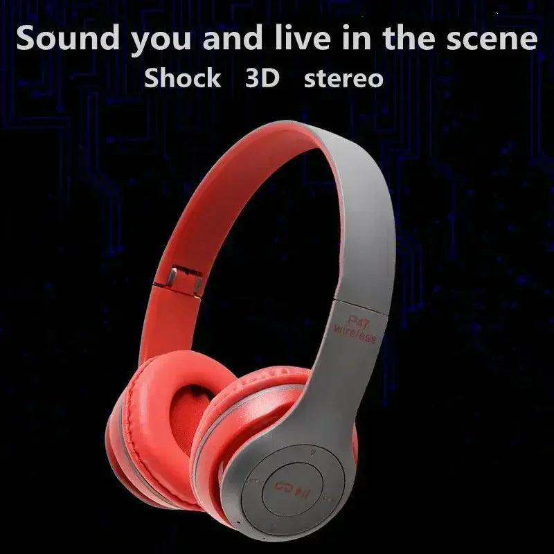 P47 Wireless bluetooth headphone With Mic Noise Cancelling Headsets Stereo Sound Earphones Sports Gaming Headphones Supports PC Tech Triumph Shop