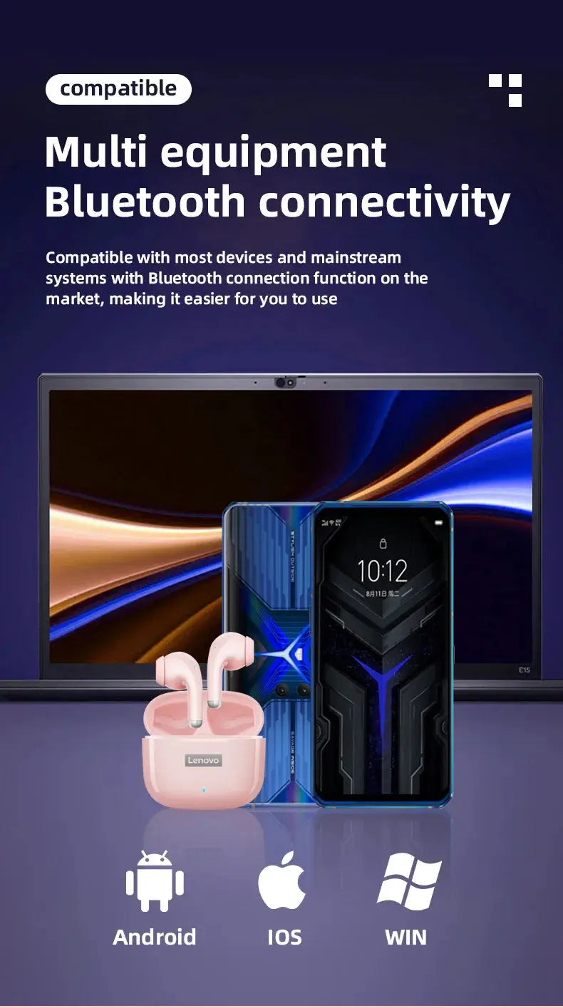 Lenovo LP40 Pro TWS Bluetooth 5.1 Quick Connect Earphones Ergonomic Design Headphones Powerful Transmission Speed Headset Tech Triumph Shop