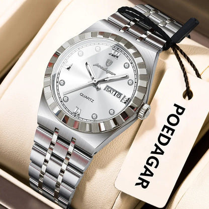 POEDAGAR Luxury Original Ladies Watch Luminous Waterproof Week Date Woman Wristwatch Stainless Steel Women Quartz Watches Female Tech Triumph Shop