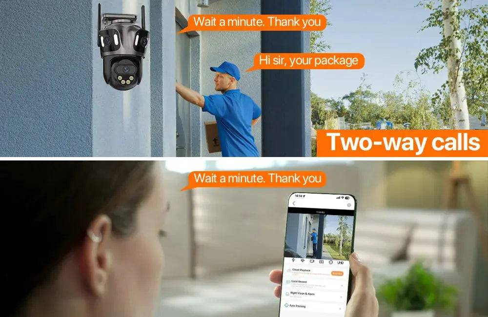 Three Screen WIFI IP Camera Outdoor 4K Dual Lens PTZ Camera Ai Human Detection IP66 Waterproof CCTV Video Security Camera iCsee Tech Triumph Shop