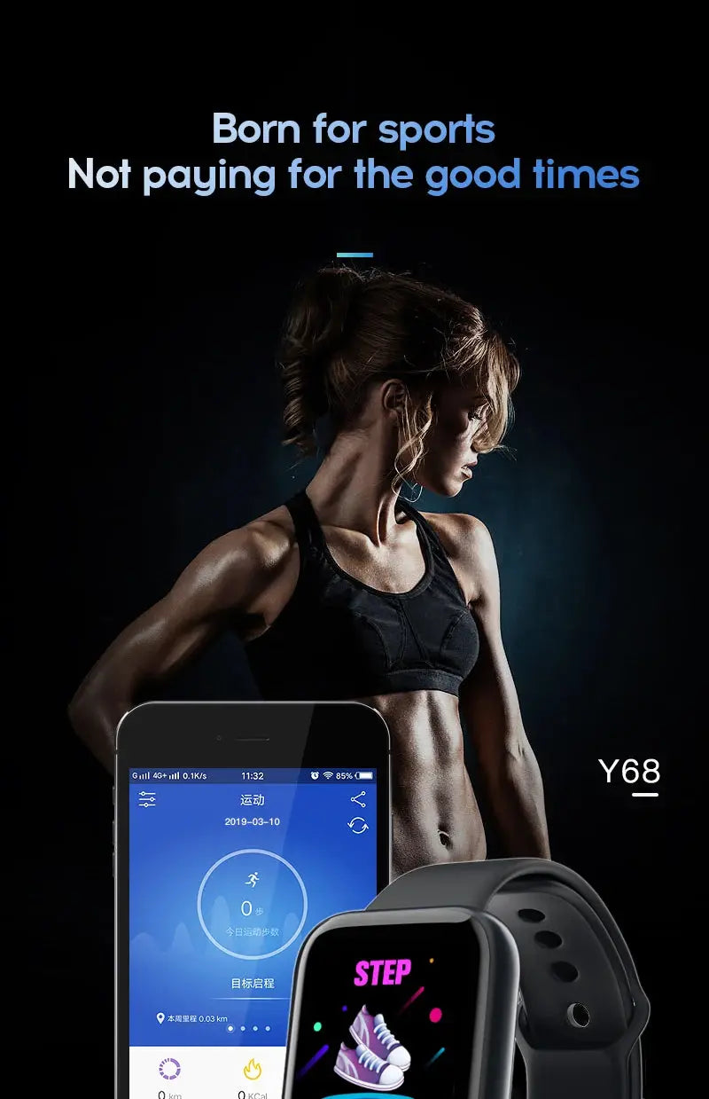 Multifunctional Smart Watch Men Women Bluetooth Connected Phone Music Fitness Sports Bracelet Sleep Monitor Y68 Smartwatch D20 - Tech Triumph Shop