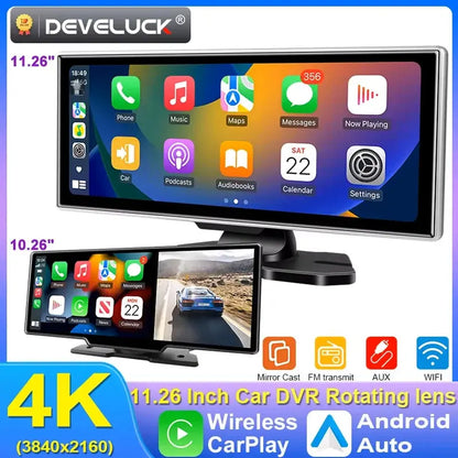 10/11.26 inch Dash Cam 4K Car DVR Wireless Carplay & Android Auto GPS Navigation Video Recorder Dashboard Dual Lens Wifi FM AUX Tech Triumph Shop
