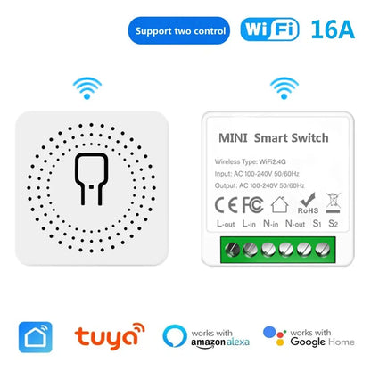 16A MINI Wifi Smart Switch Breaker 2WAY Control Timer Wireless Switches Smart Home Automation Work With Tuya Alexa Google Home Tech Triumph Shop