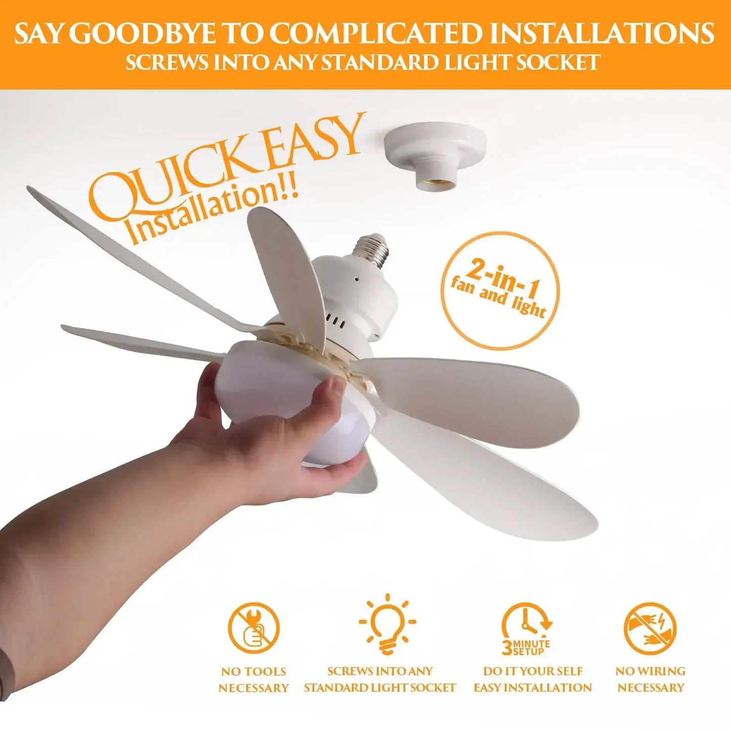 LED 40W ceiling fan light E27 with remote control for dimming, suitable for living room, study, household use, 85-265V Tech Triumph Shop