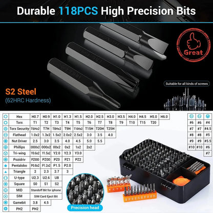 25/115/135/140 in1 Screwdriver Set  Magnetic Torx Phillips Screw Bit Kit  With Electrical Remover Wrench Repair Phone PC Tools Tech Triumph Shop