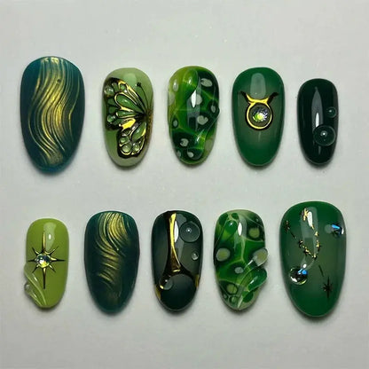 24Pcs False Nails Spicy Girl Silver Bow with Diamond Fake Nails with Glue Almond Press on Nails Black Cool Y2k Almond Nail Set Tech Triumph Shop