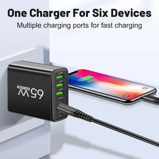 USB Charger 65W Mobile Phone Charger Fast Charging For Xiaomi Samsung Huawei P70 Travel Charger Adaptor For iPhone Quick Charger Tech Triumph Shop