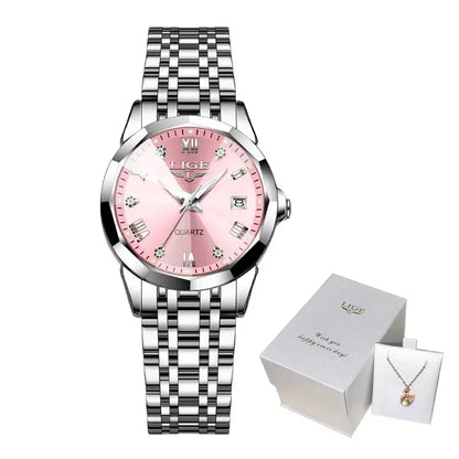 LIGE Elegant Ultrathin Nordic Simple Style Quartz Movement Women's Wristwatch Fashion Stainless Steel Bracelet Belt Woman Watch Tech Triumph Shop