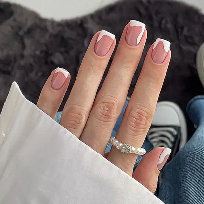 White French Press on Nails 3D Bowknot Fake Nails Tips Full Cover Wearable False Nails for Women and Girls DIY Manicure 24Pcs Tech Triumph Shop