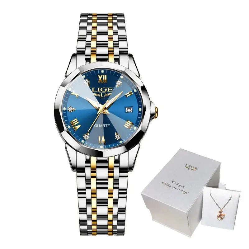LIGE Elegant Ultrathin Nordic Simple Style Quartz Movement Women's Wristwatch Fashion Stainless Steel Bracelet Belt Woman Watch Tech Triumph Shop