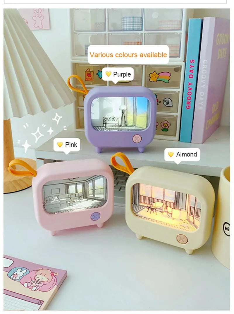 TV Painting Night Light Led Cute Child Learning Table Lamp Room Home Decoration Atmosphere Lighting Mini Desktop Birthday Gift Tech Triumph Shop