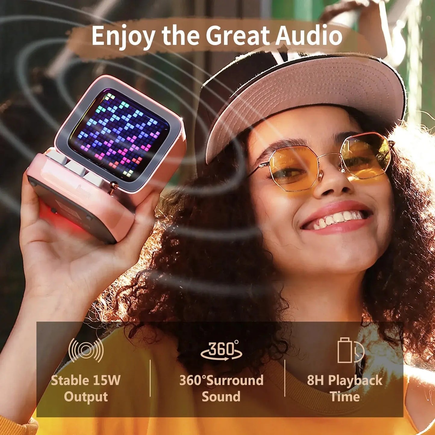 Divoom Ditoo-Pro Retro Pixel Art Bluetooth Portable Speaker Alarm Clock DIY LED Display Board, Cute Gift Home Light Decoration Tech Triumph Shop