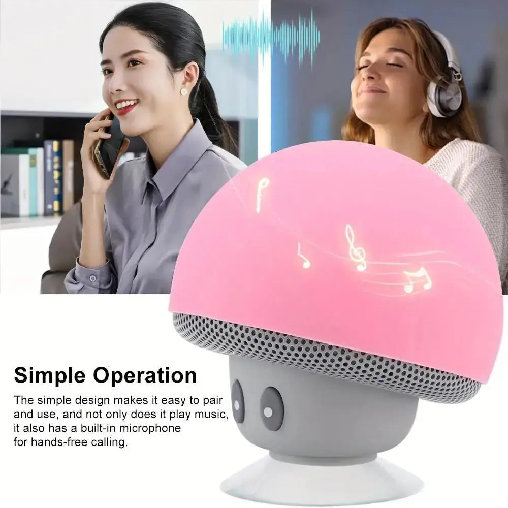 Cute Cartoon Bluetooth Speaker Mushroom Shape Upgraded Suction Cup Mini Speaker Dustproof Birthday Gift for Kids Women Tech Triumph Shop