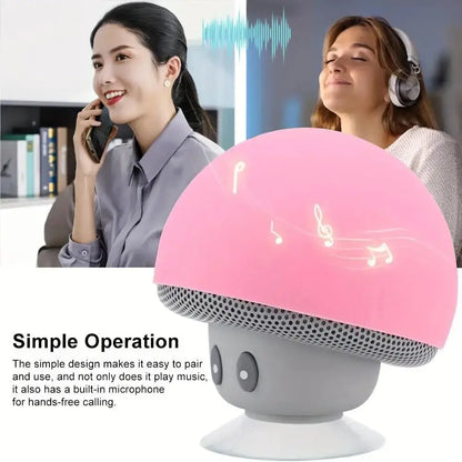 Cute Cartoon Bluetooth Speaker Mushroom Shape Upgraded Suction Cup Mini Speaker Dustproof Birthday Gift for Kids Women Tech Triumph Shop