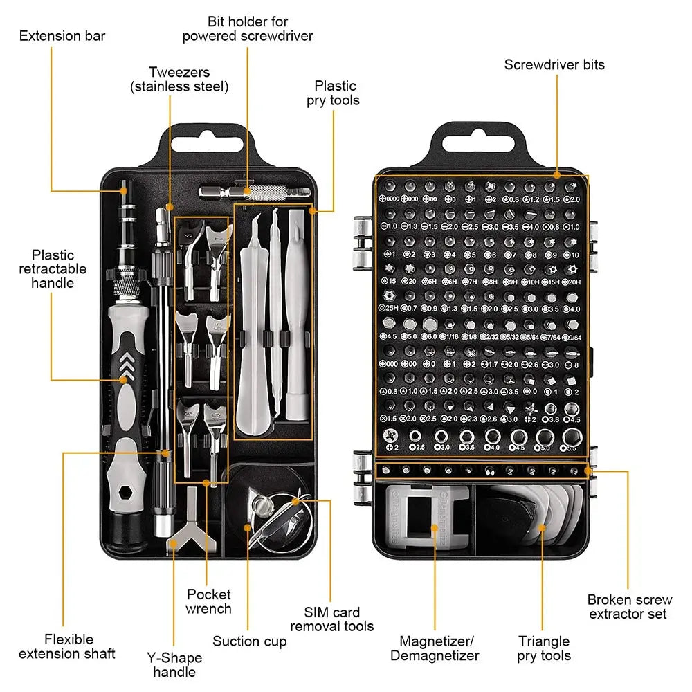 25/115/135/140 in1 Screwdriver Set  Magnetic Torx Phillips Screw Bit Kit  With Electrical Remover Wrench Repair Phone PC Tools Tech Triumph Shop