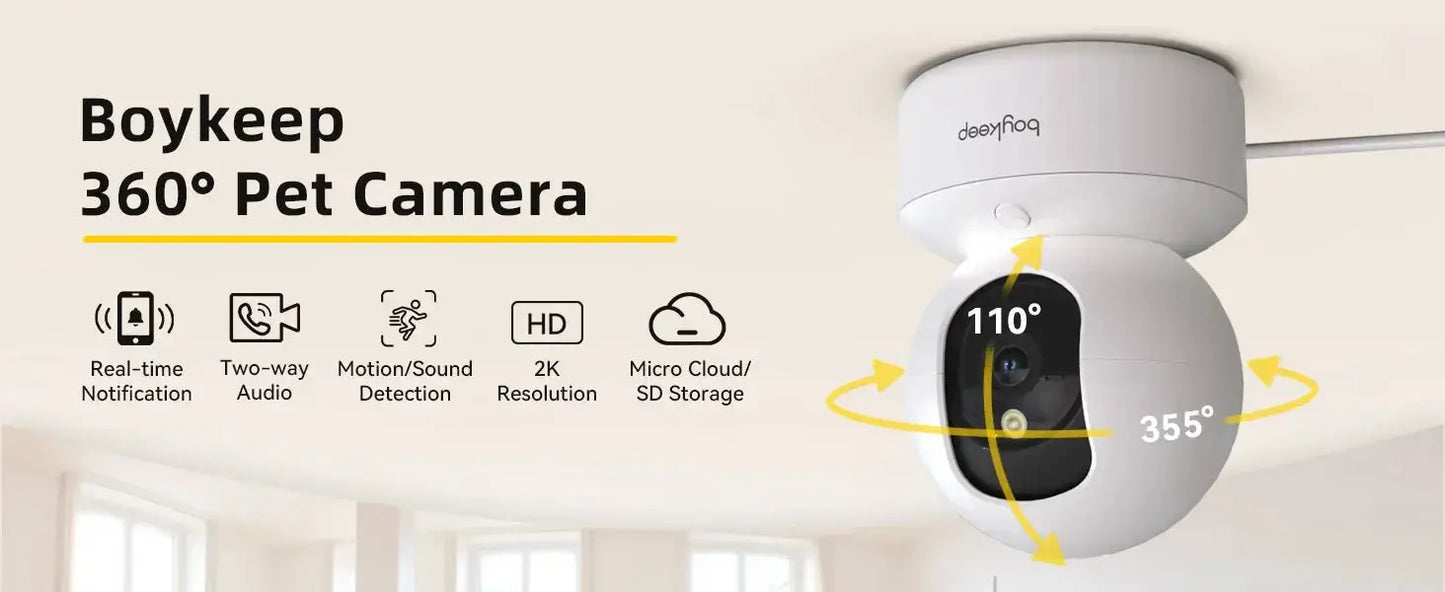BoyKeep Smart Camera 2K Security Protection Wifi Surveillance 5G/2.4GHz Indoor Baby Night Vision 360° Pan & Tilt 2-Way Audio K30 Tech Triumph Shop