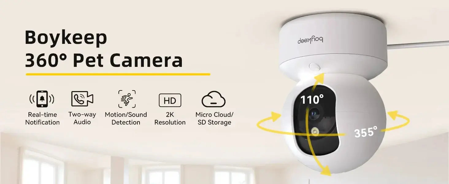 BoyKeep Smart Camera 2K Security Protection Wifi Surveillance 5G/2.4GHz Indoor Baby Night Vision 360° Pan & Tilt 2-Way Audio K30 Tech Triumph Shop