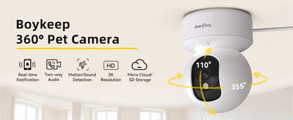 BoyKeep Smart Camera 2K Security Protection Wifi Surveillance 5G/2.4GHz Indoor Baby Night Vision 360° Pan & Tilt 2-Way Audio K30 Tech Triumph Shop