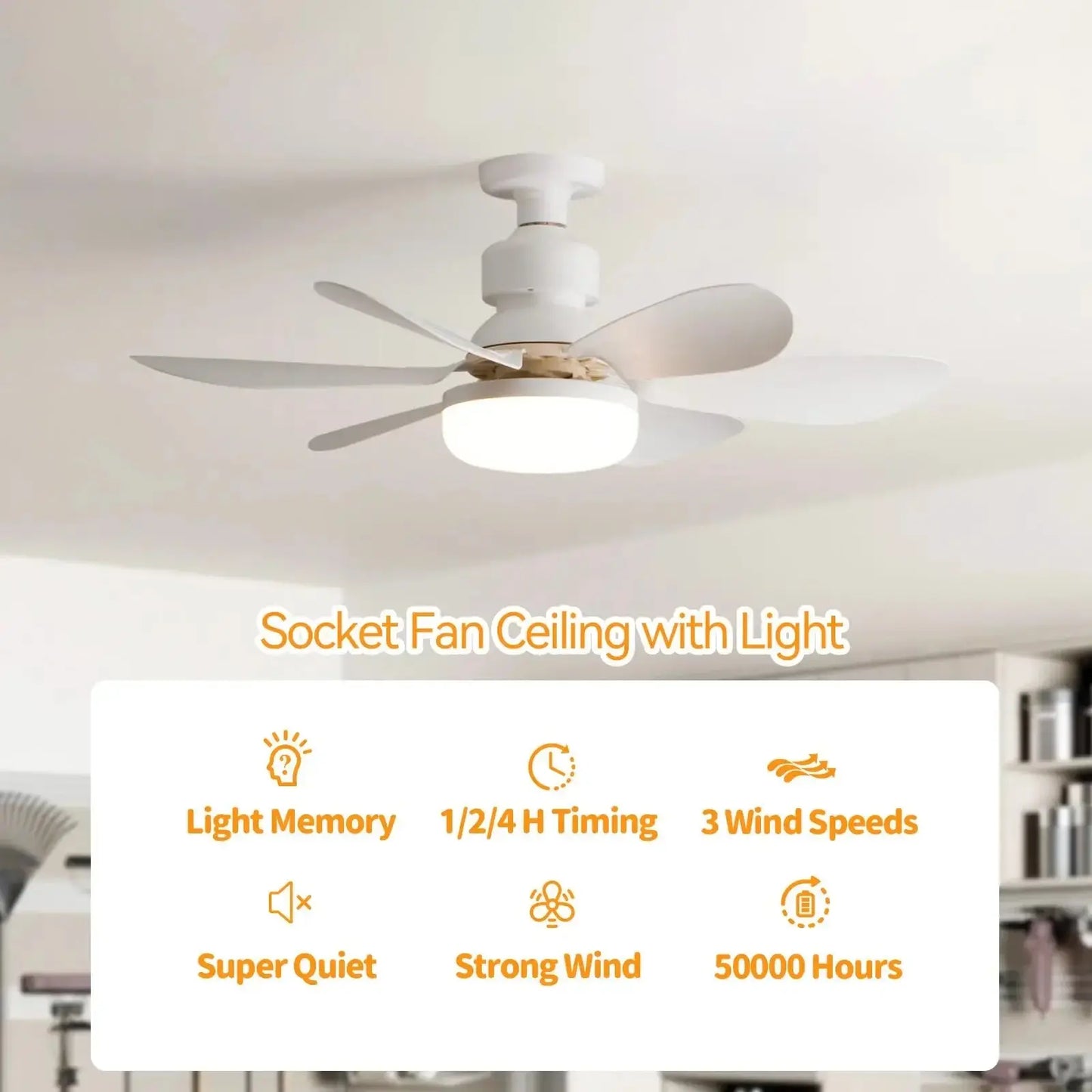 LED 40W ceiling fan light E27 with remote control for dimming, suitable for living room, study, household use, 85-265V Tech Triumph Shop