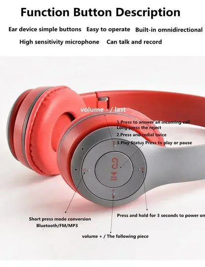 P47 Wireless bluetooth headphone With Mic Noise Cancelling Headsets Stereo Sound Earphones Sports Gaming Headphones Supports PC Tech Triumph Shop