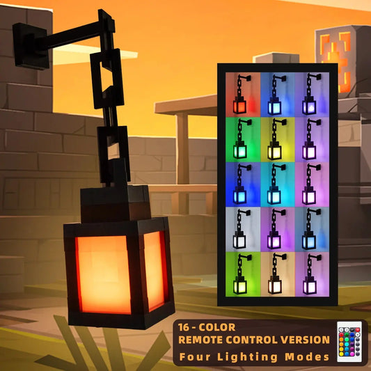 Pixel Style Night Light Portable Lantern Tabletop Ornament 16 Colors Lantern DIY Interior Decoration Festival Atmosphere Light Tech Triumph Shop