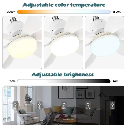 LED 40W ceiling fan light E27 with remote control for dimming, suitable for living room, study, household use, 85-265V Tech Triumph Shop