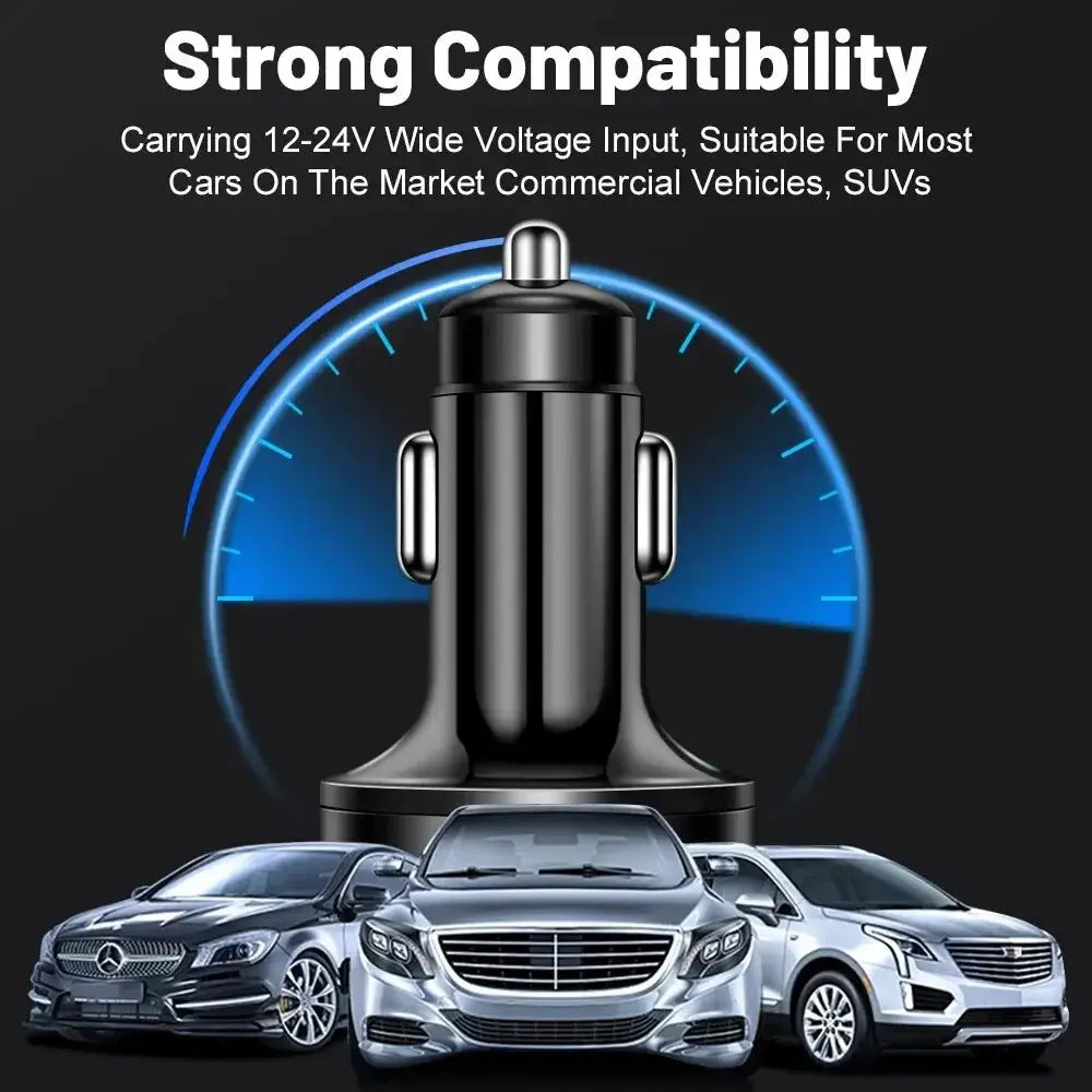 66-250W PD Car Charger QC3.0 Fast Charge One to Six Car Cigarette Lighter Plug Car Charger Flash Charge with Digital Display Tech Triumph Shop
