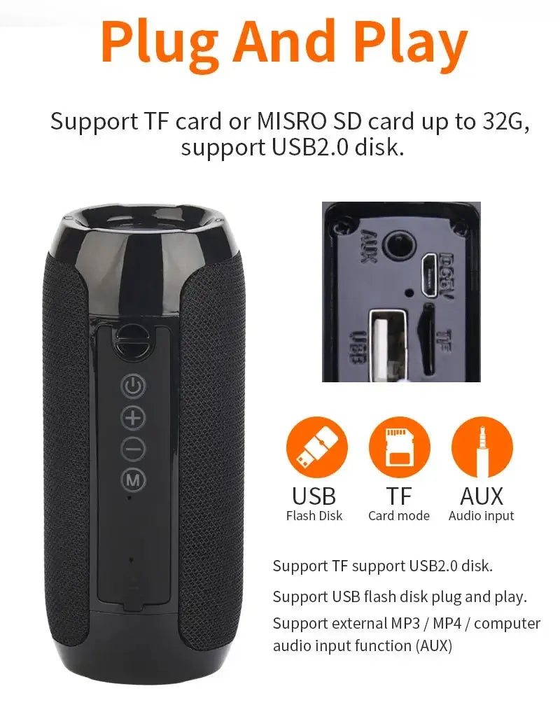 Portable Speaker Wireless  Bluetooth-compatible Subwoofer Outdoor Waterproof Loudspeaker Stereo Surround Support FM RadioTF - Tech Triumph Shop
