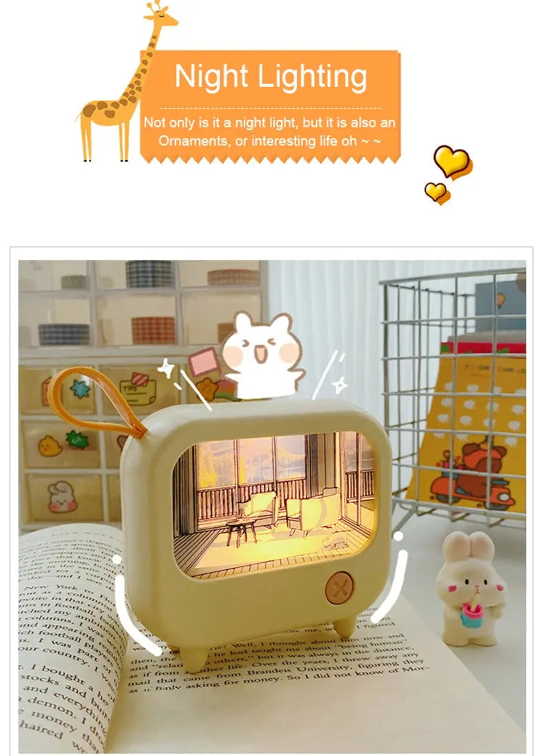TV Painting Night Light Led Cute Child Learning Table Lamp Room Home Decoration Atmosphere Lighting Mini Desktop Birthday Gift Tech Triumph Shop