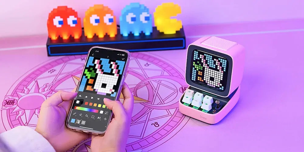 Divoom Ditoo-Pro Retro Pixel Art Bluetooth Portable Speaker Alarm Clock DIY LED Display Board, Cute Gift Home Light Decoration Tech Triumph Shop