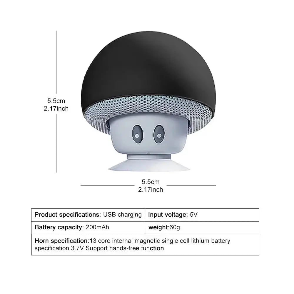Cute Cartoon Bluetooth Speaker Mushroom Shape Upgraded Suction Cup Mini Speaker Dustproof Birthday Gift for Kids Women Tech Triumph Shop