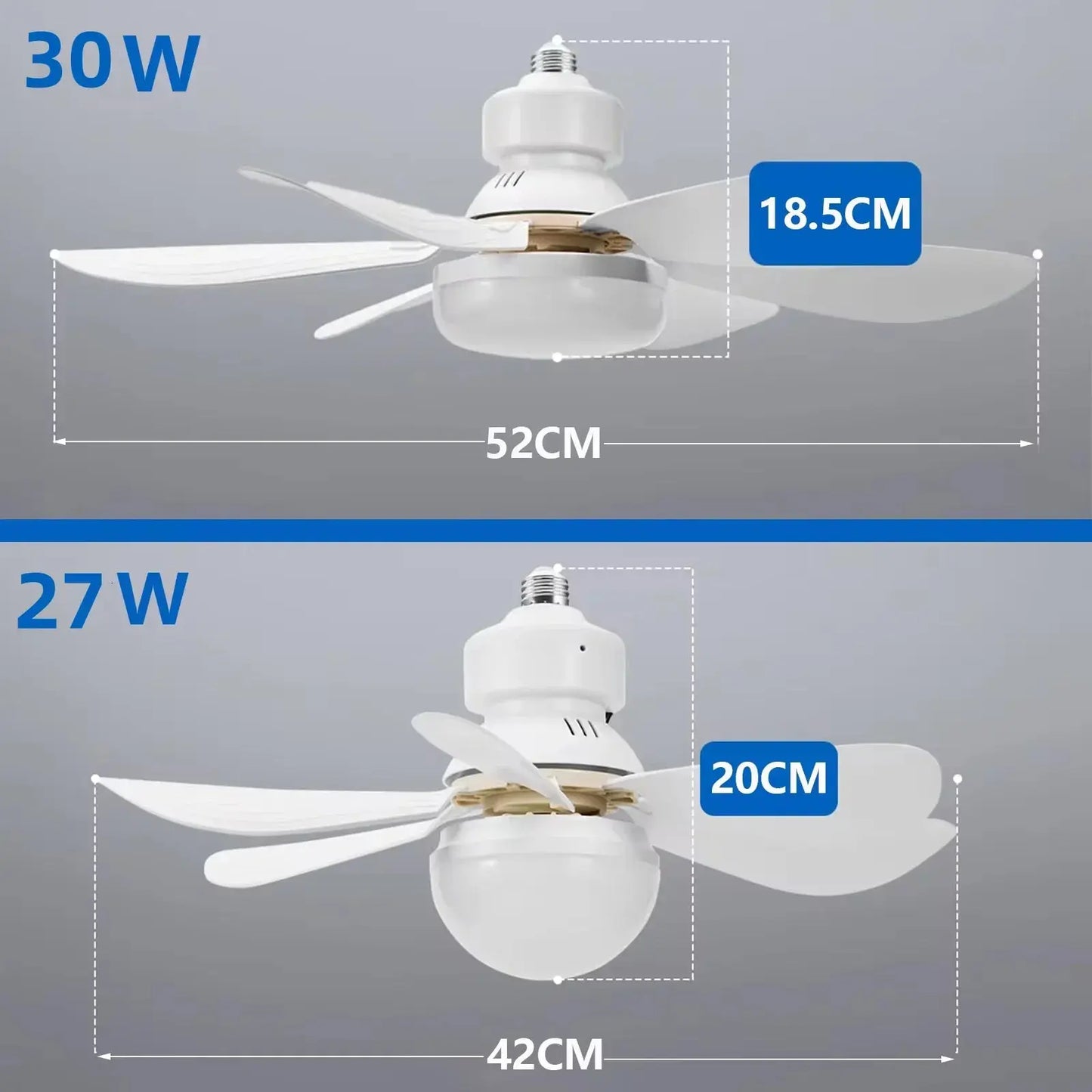LED 40W ceiling fan light E27 with remote control for dimming, suitable for living room, study, household use, 85-265V Tech Triumph Shop