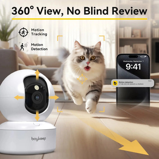 BoyKeep Smart Camera 2K Security Protection Wifi Surveillance 5G/2.4GHz Indoor Baby Night Vision 360° Pan & Tilt 2-Way Audio K30 Tech Triumph Shop
