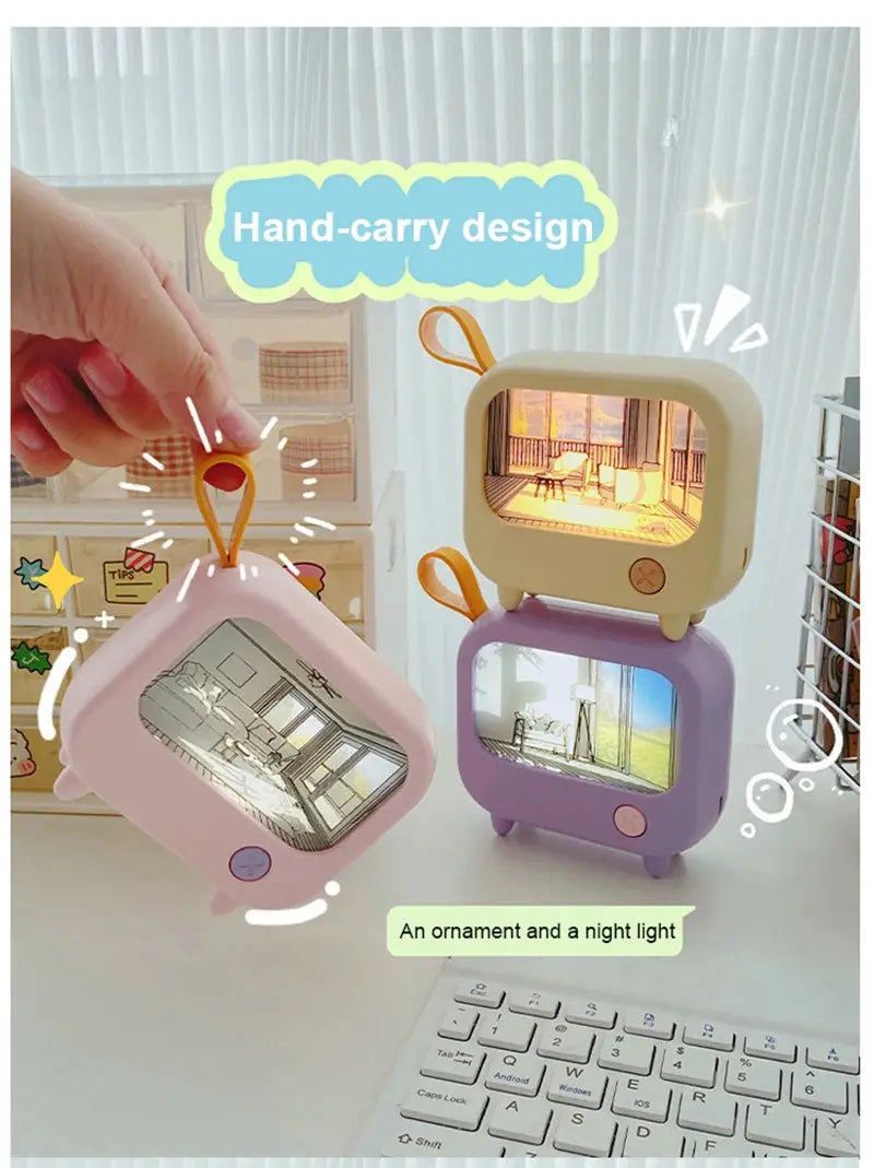 TV Painting Night Light Led Cute Child Learning Table Lamp Room Home Decoration Atmosphere Lighting Mini Desktop Birthday Gift Tech Triumph Shop