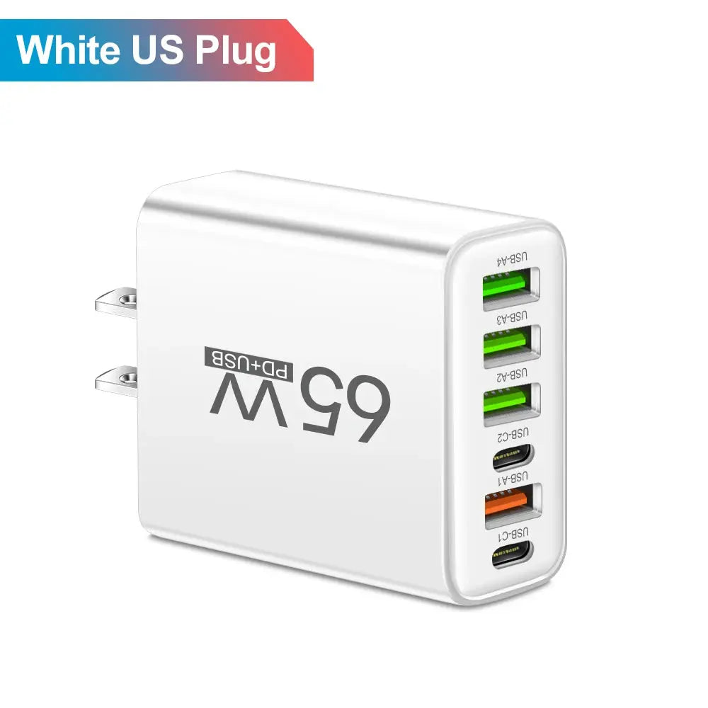 USB Charger 65W Mobile Phone Charger Fast Charging For Xiaomi Samsung Huawei P70 Travel Charger Adaptor For iPhone Quick Charger Tech Triumph Shop