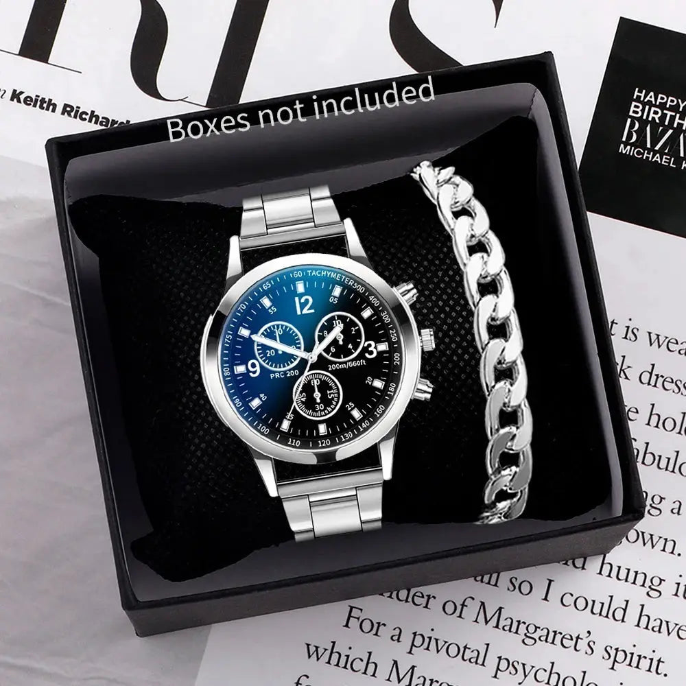 1/2PCS Men Business Watches Fashion Men's Steel Band Quartz Watch with Bracelet（Box not Included） Tech Triumph Shop
