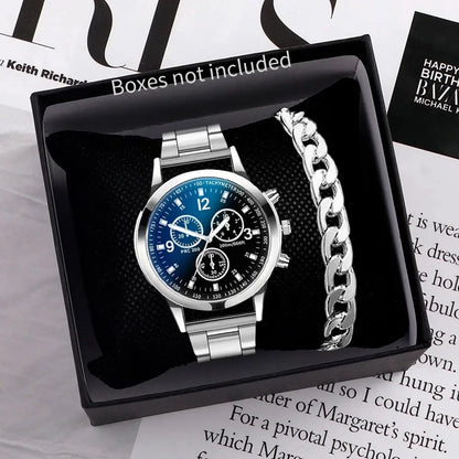 1/2PCS Men Business Watches Fashion Men's Steel Band Quartz Watch with Bracelet（Box not Included） Tech Triumph Shop