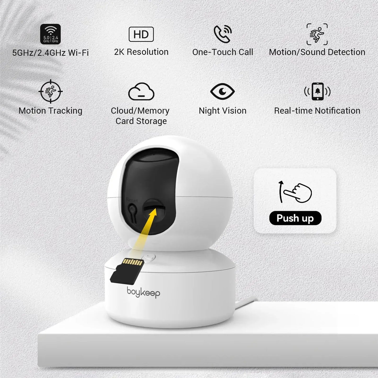 BoyKeep Smart Camera 2K Security Protection Wifi Surveillance 5G/2.4GHz Indoor Baby Night Vision 360° Pan & Tilt 2-Way Audio K30 Tech Triumph Shop